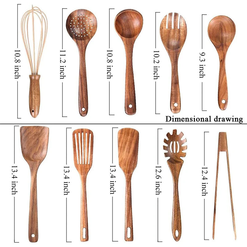 TeakWood Solid Kitchen Utensil Set