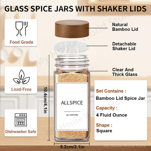Clear Bamboo Spice Jar Set