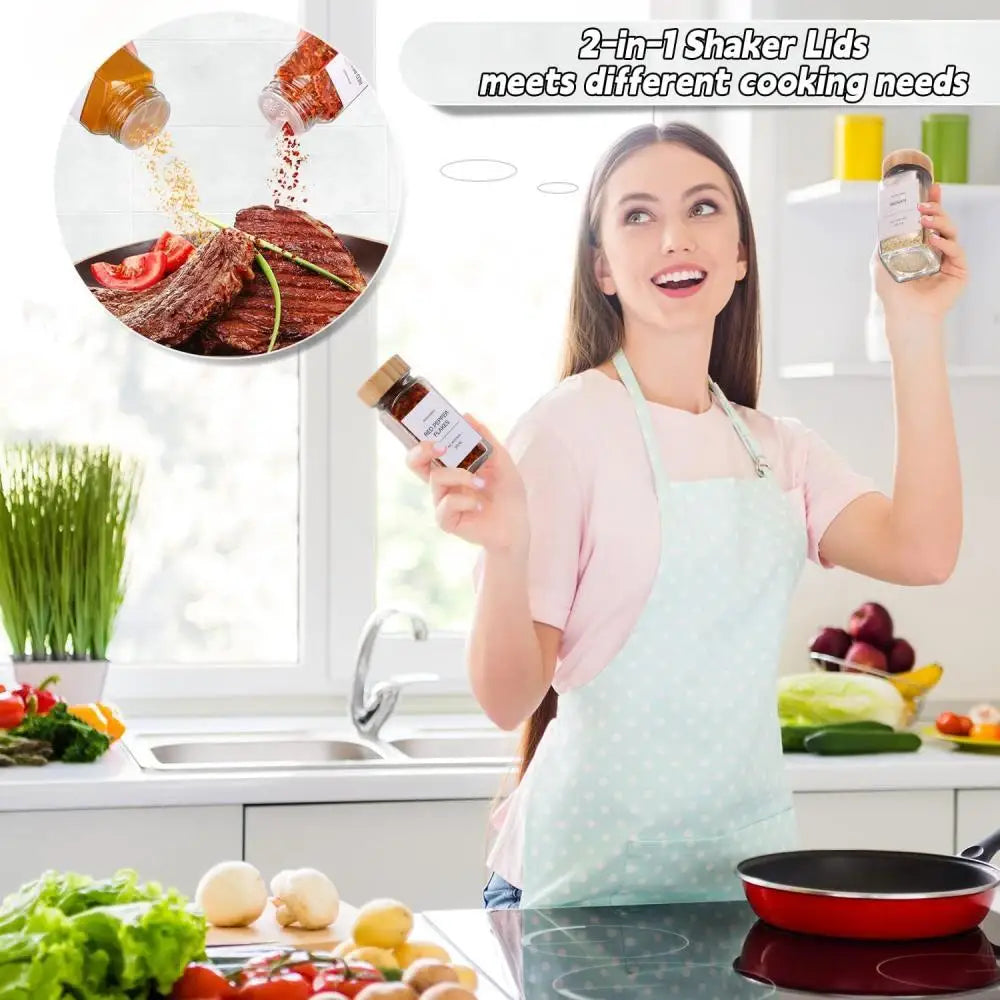 Clear Bamboo Spice Jar Set