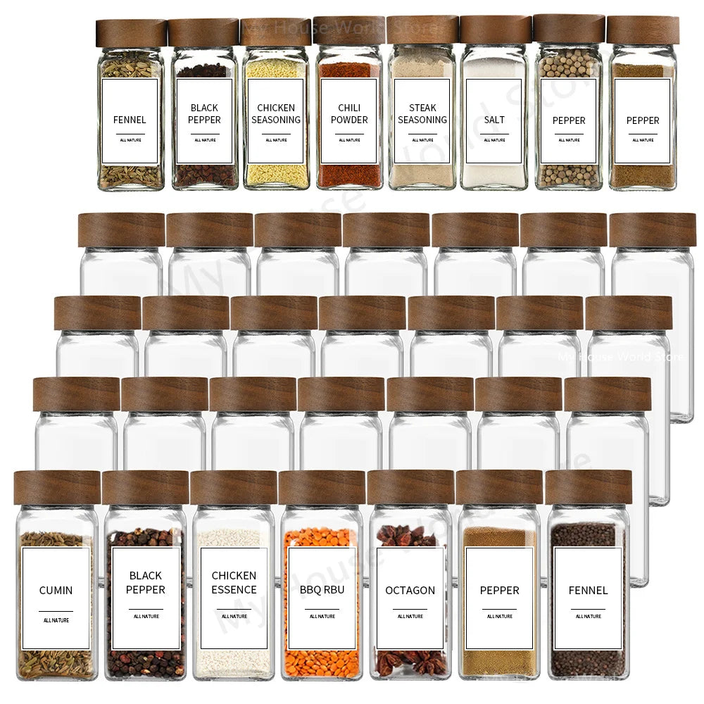 Clear Bamboo Spice Jar Set
